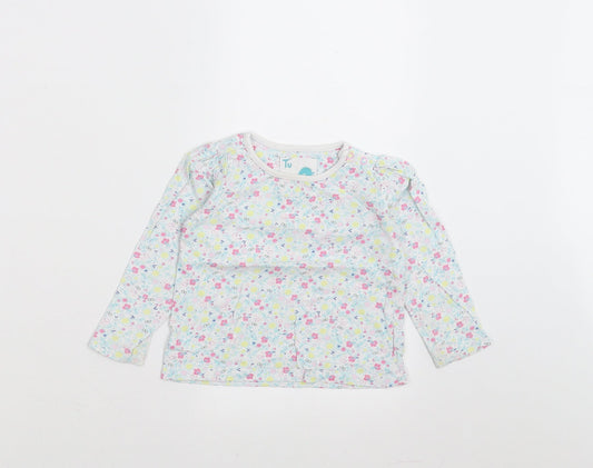 Sainsburys  Girls Green Floral  Basic T-Shirt Size 9-12 Months