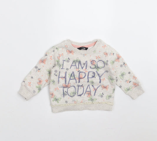 George Girls Beige Floral  Pullover Jumper Size 9-12 Months  - i am so happy today