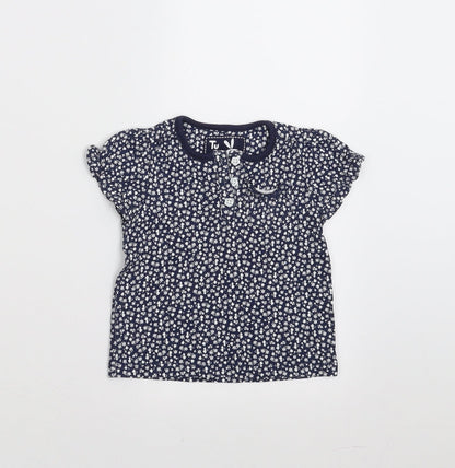 Additional front view of TU girls’ blue floral basic t-shirt, size 6-9, months