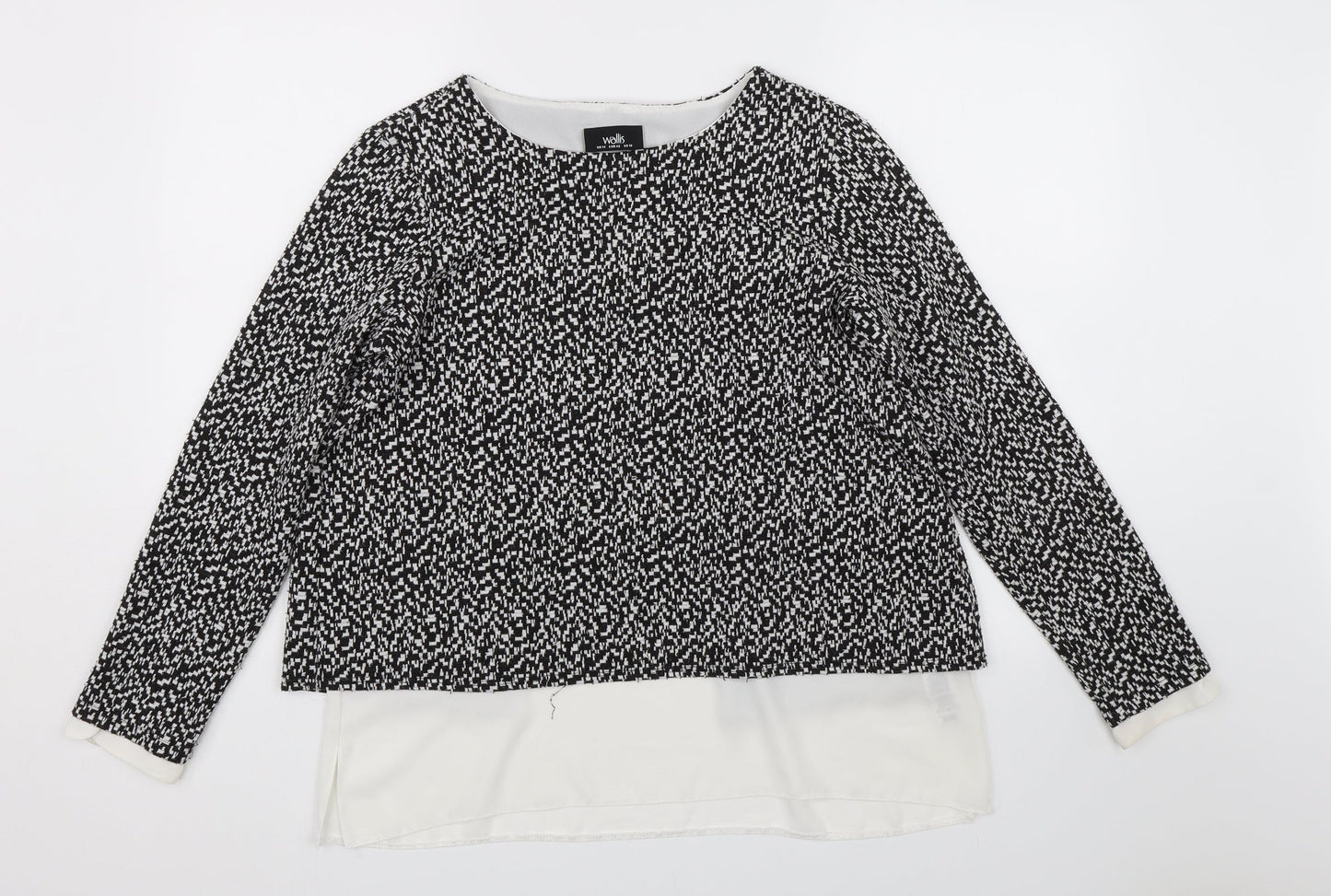 Wallis Womens Black Geometric  Basic Blouse Size 14