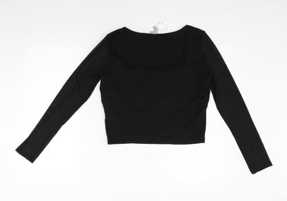 Back view of ASOS women’s black basic t-shirt, size UK 14