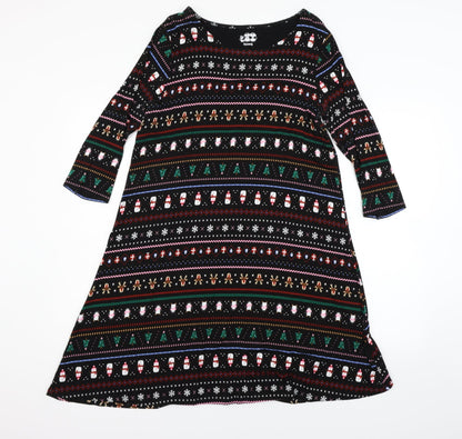 Nutmeg Womens Black Geometric  Fit & Flare  Size 12