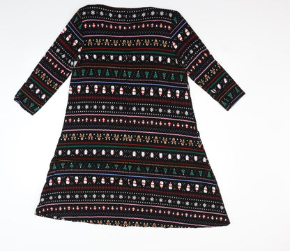 Nutmeg Womens Black Geometric  Fit & Flare  Size 12