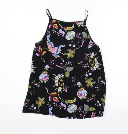 Warehouse Womens Black Floral  Basic Tank Size 6