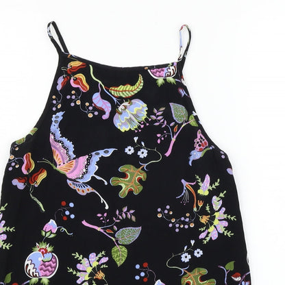 Warehouse Womens Black Floral  Basic Tank Size 6