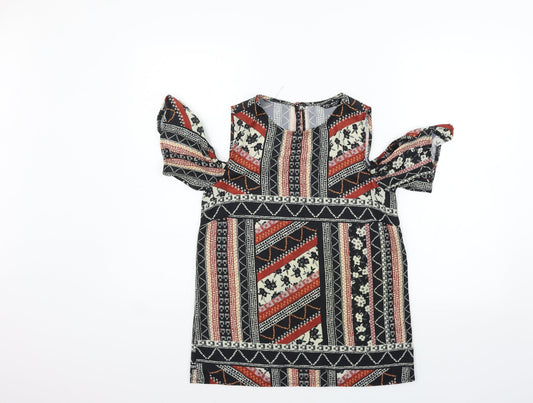 Select Womens Black Geometric  Basic Blouse Size 6