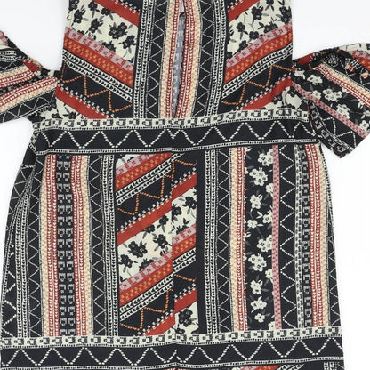 Select Womens Black Geometric  Basic Blouse Size 6