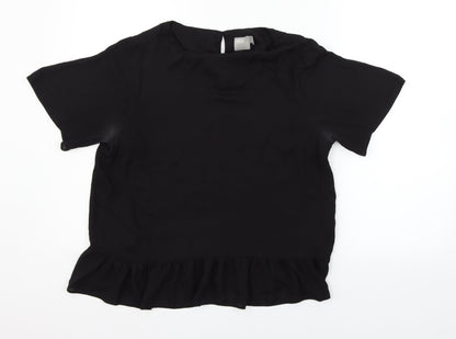 Additional front view of ASOS women’s black basic blouse, size UK 14, - washable marks