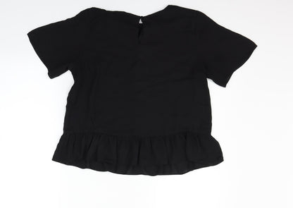 Back view of ASOS women’s black basic blouse, size UK 14, - washable marks