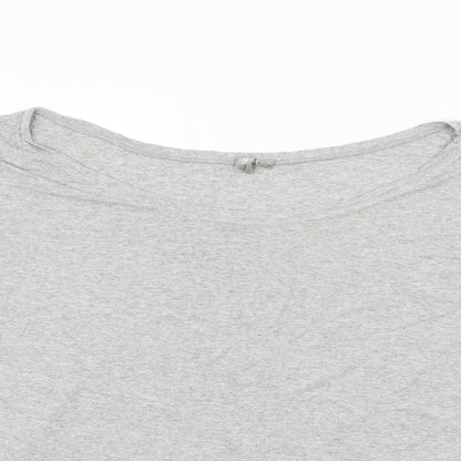 Close-up detail of ASOS women’s green basic t-shirt, size UK 14