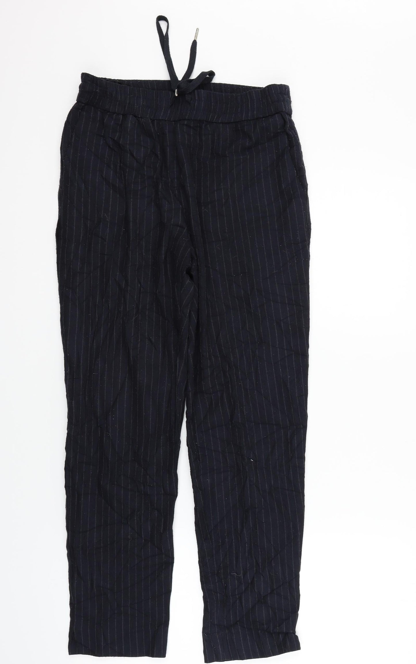 H&M Womens Black Striped  Trousers  Size 8 L26 in