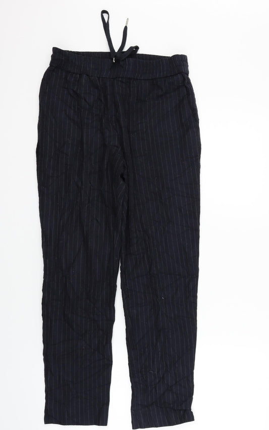 H&M Womens Black Striped  Trousers  Size 8 L26 in