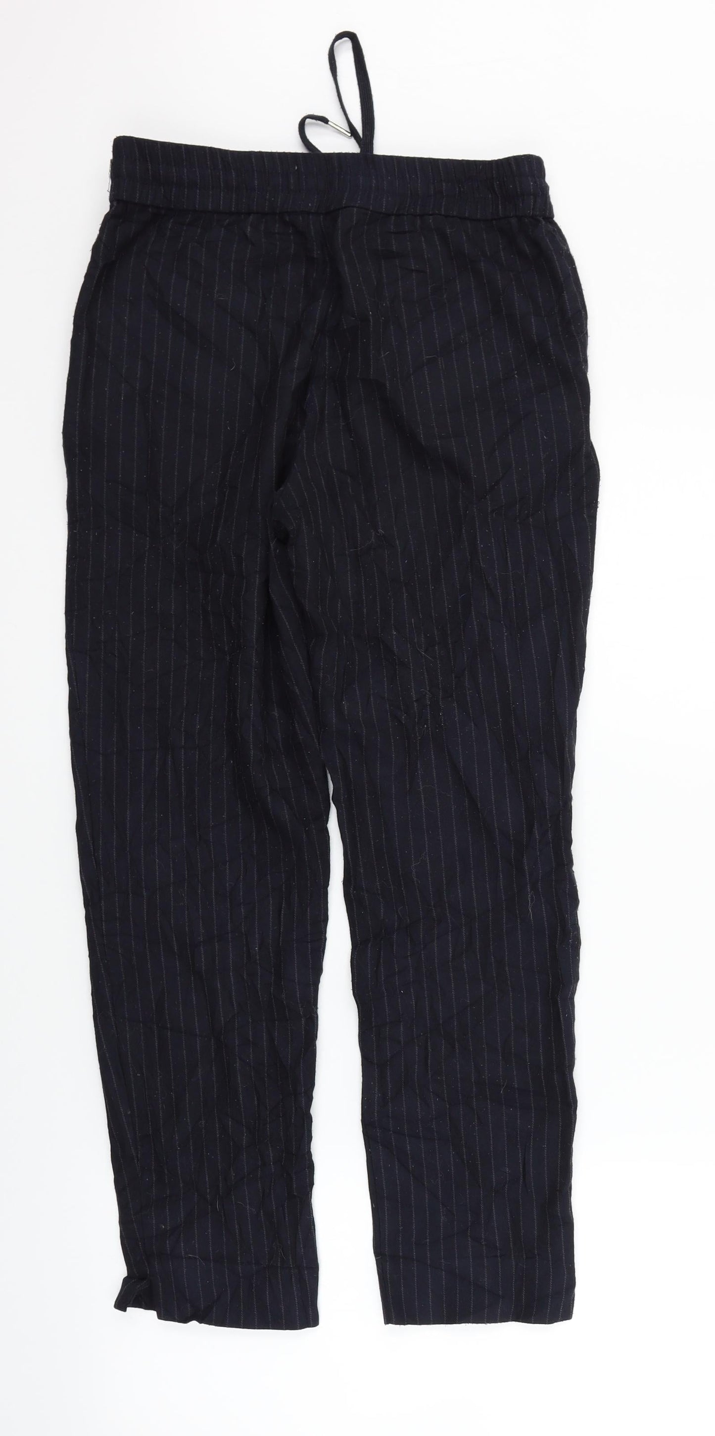 H&M Womens Black Striped  Trousers  Size 8 L26 in