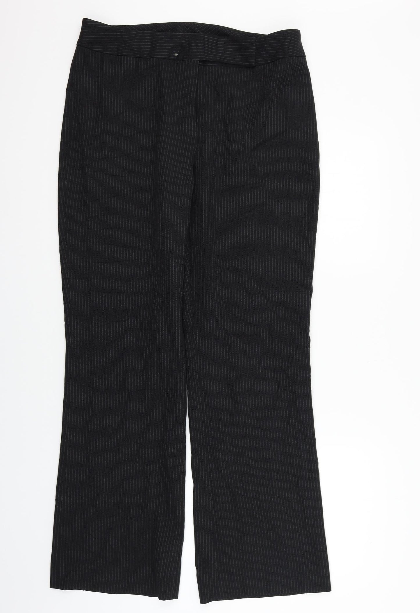 Preworn Womens Black Striped  Trousers  Size 12 L32 in