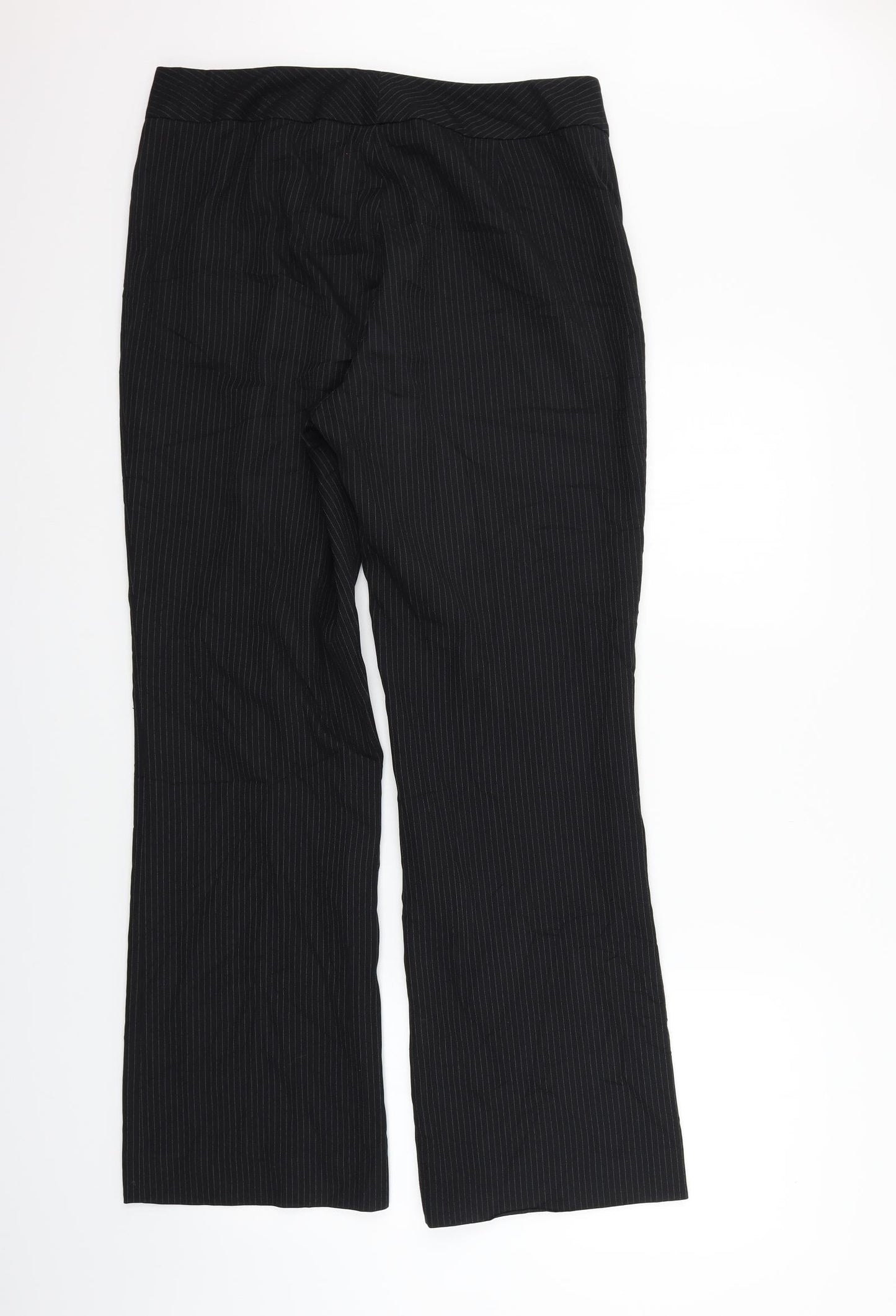 Preworn Womens Black Striped  Trousers  Size 12 L32 in