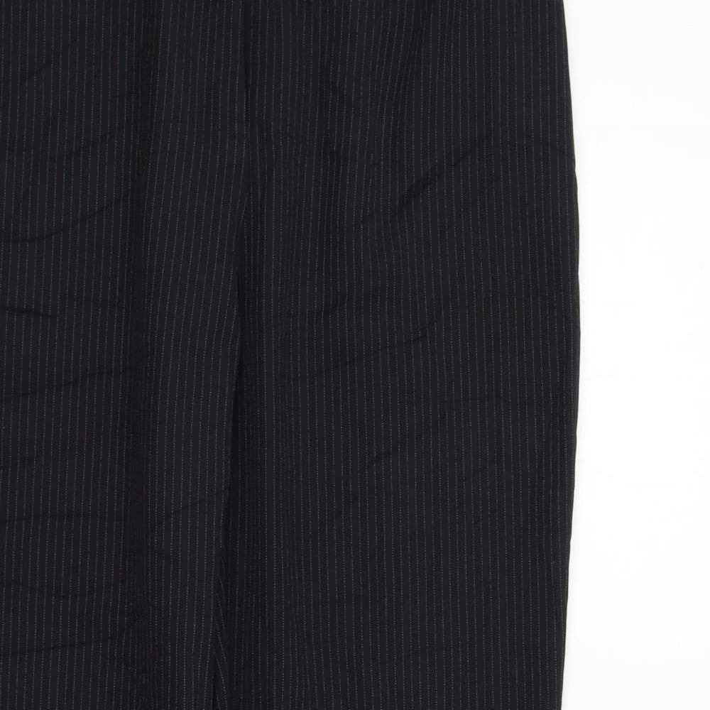 Preworn Womens Black Striped  Trousers  Size 12 L32 in