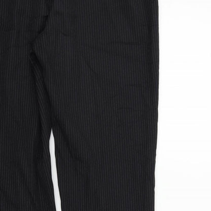Preworn Womens Black Striped  Trousers  Size 12 L32 in