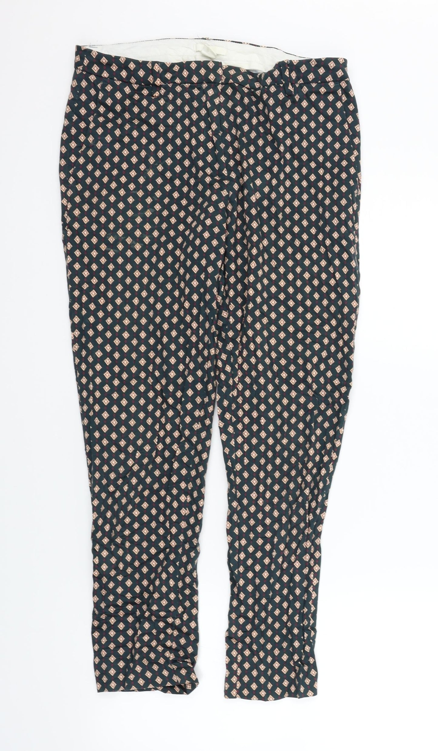 H&M Womens Green Geometric  Trousers  Size 12 L27 in
