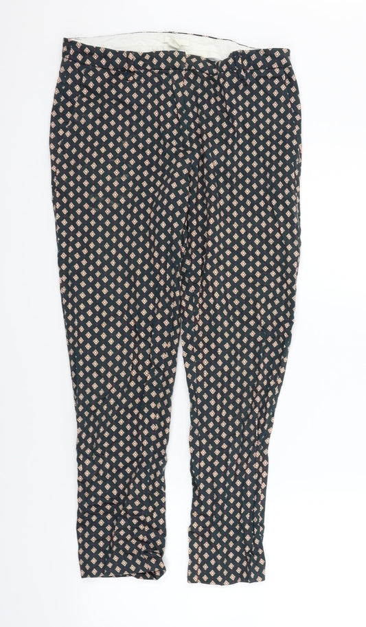 H&M Womens Green Geometric  Trousers  Size 12 L27 in