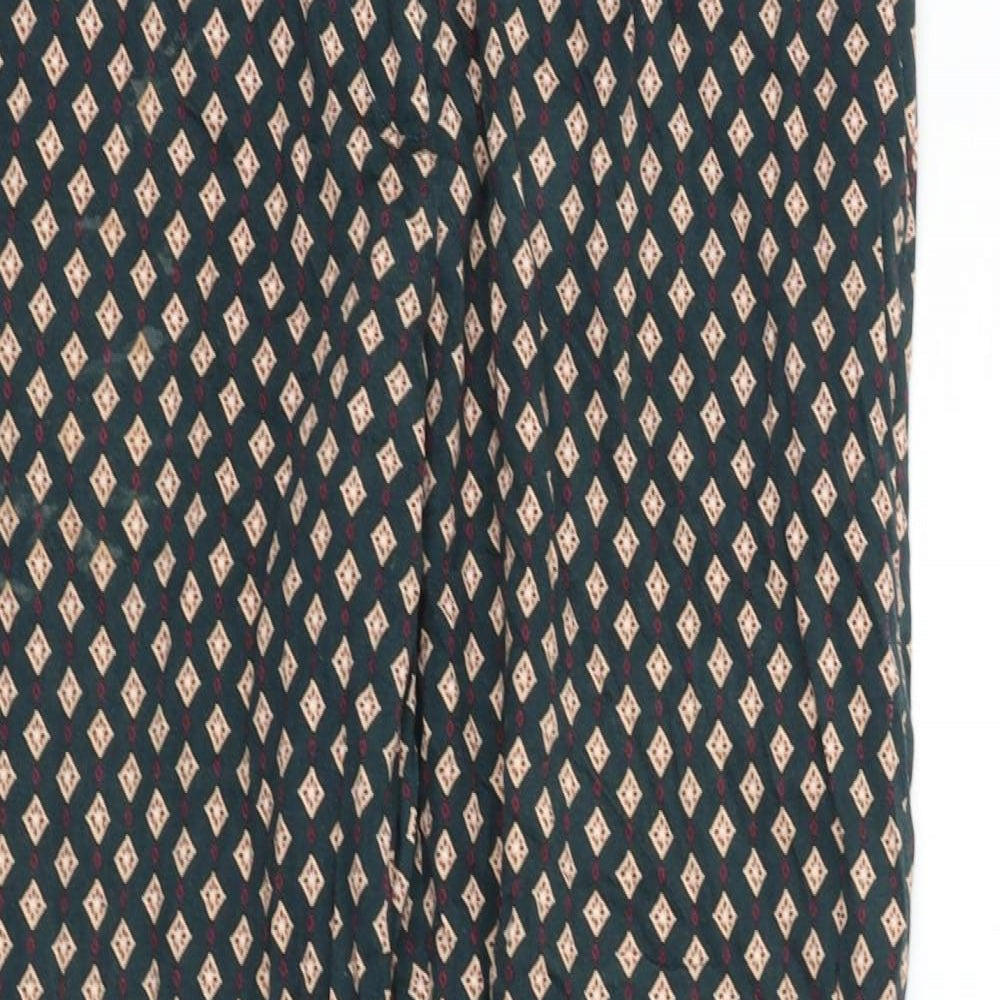 H&M Womens Green Geometric  Trousers  Size 12 L27 in