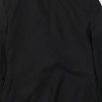Brand and care label for ASOS women’s black jacket blazer, size UK 10