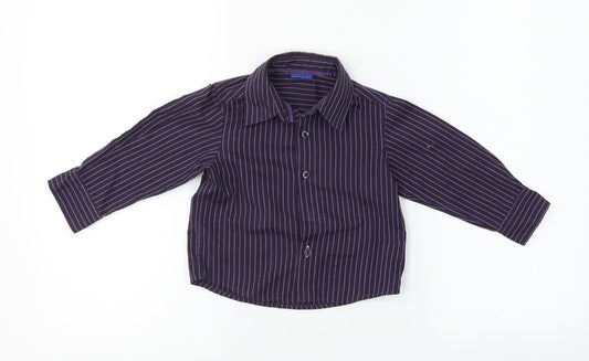 Cherokee  Boys Purple Striped  Basic Dress Shirt Size 12-18 Months