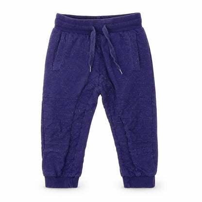 Front view of Team Spirit boys’ blue sweatpants, size 9-12, months