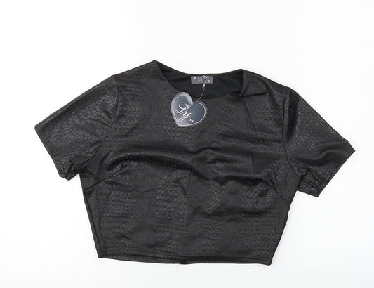 LY Womens Black   Cropped T-Shirt Size 10