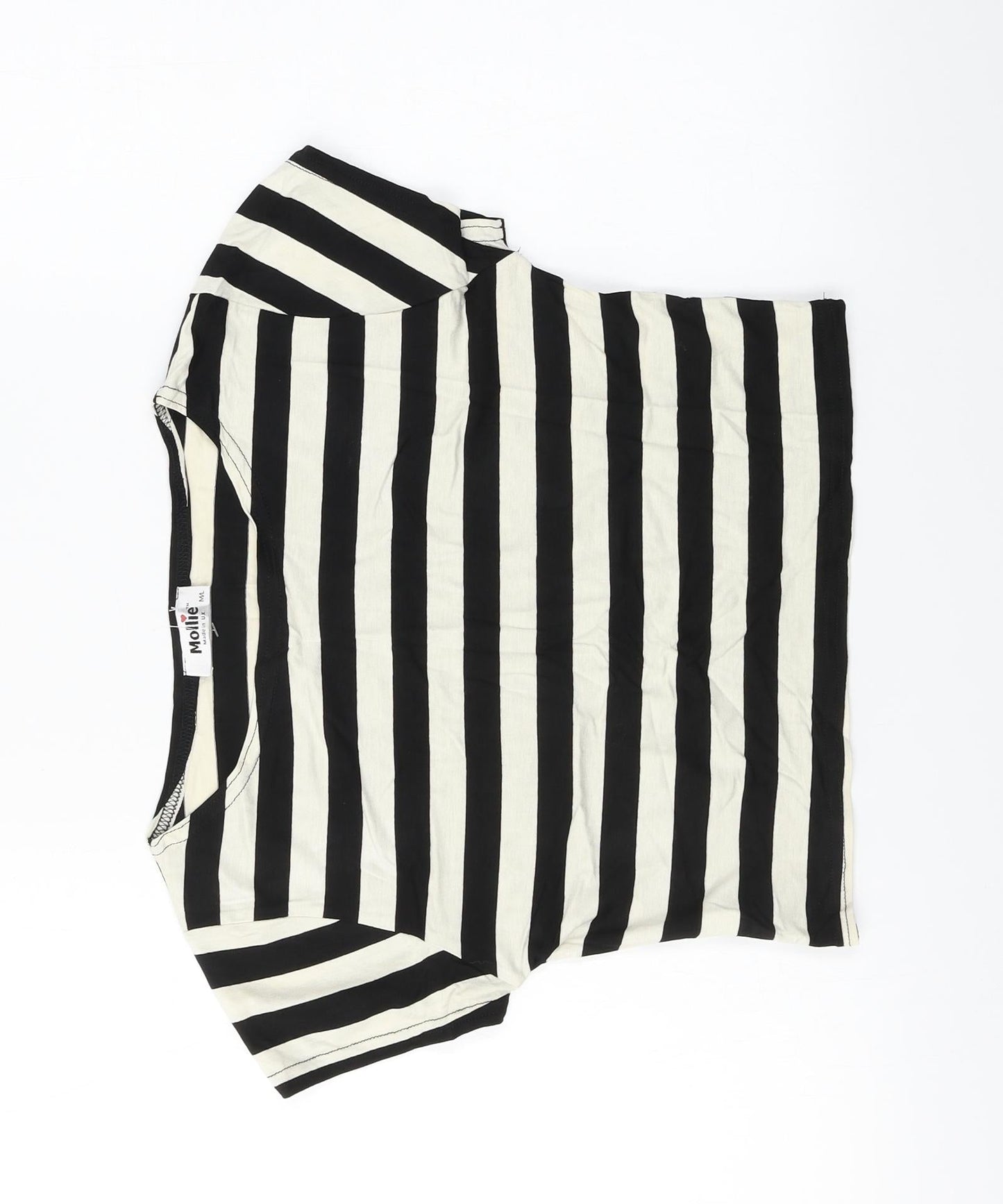 MOLLIE  Womens White Striped  Basic T-Shirt Size M