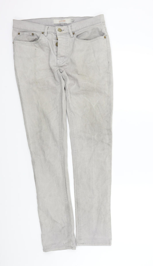 Topman Mens Grey   Straight Jeans Size 32 in L31 in