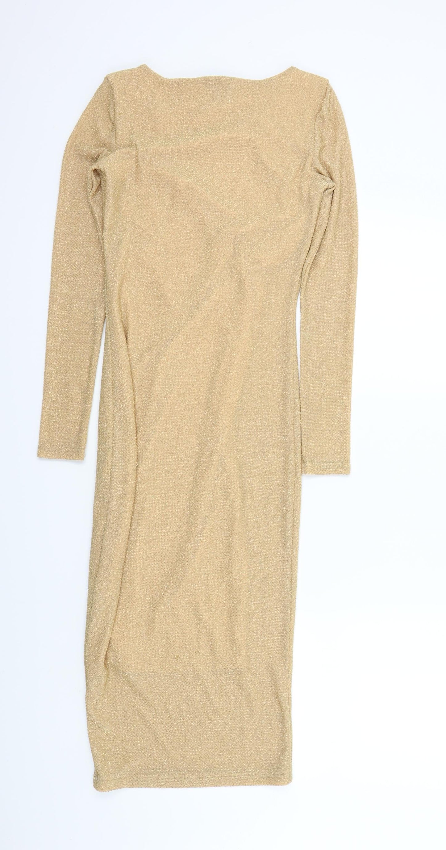 Topshop Womens Gold   A-Line  Size 8  - sparkle detail
