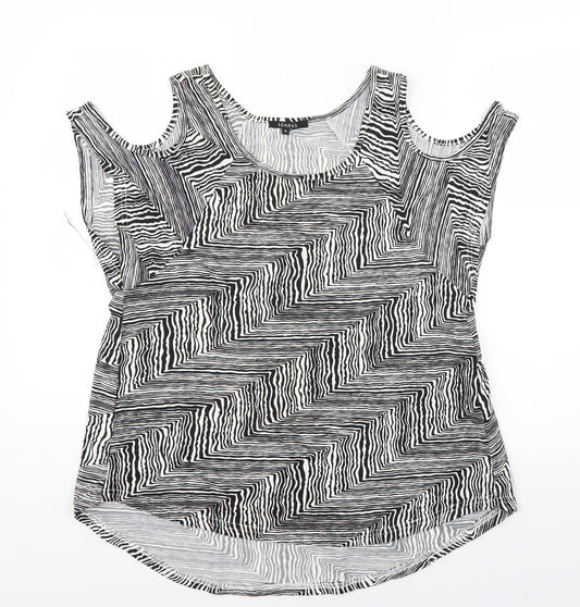 Zabel Womens White Animal Print  Basic Blouse Size M