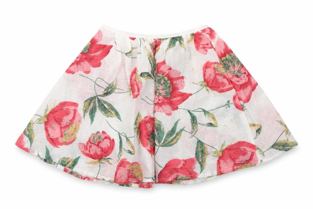 Preworn Girls White Floral  Flare Skirt Size 10 Years