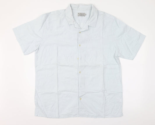 TU Mens Blue Striped   Button-Up Size XL