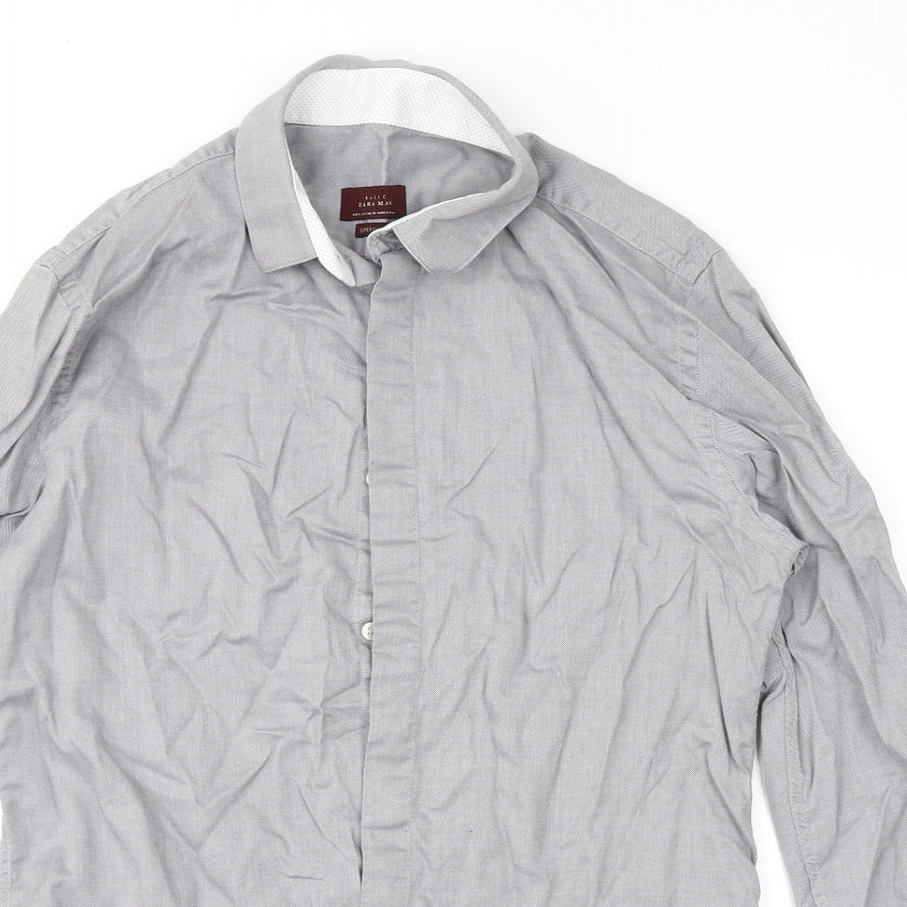 Zara Mens Grey    Button-Up Size S