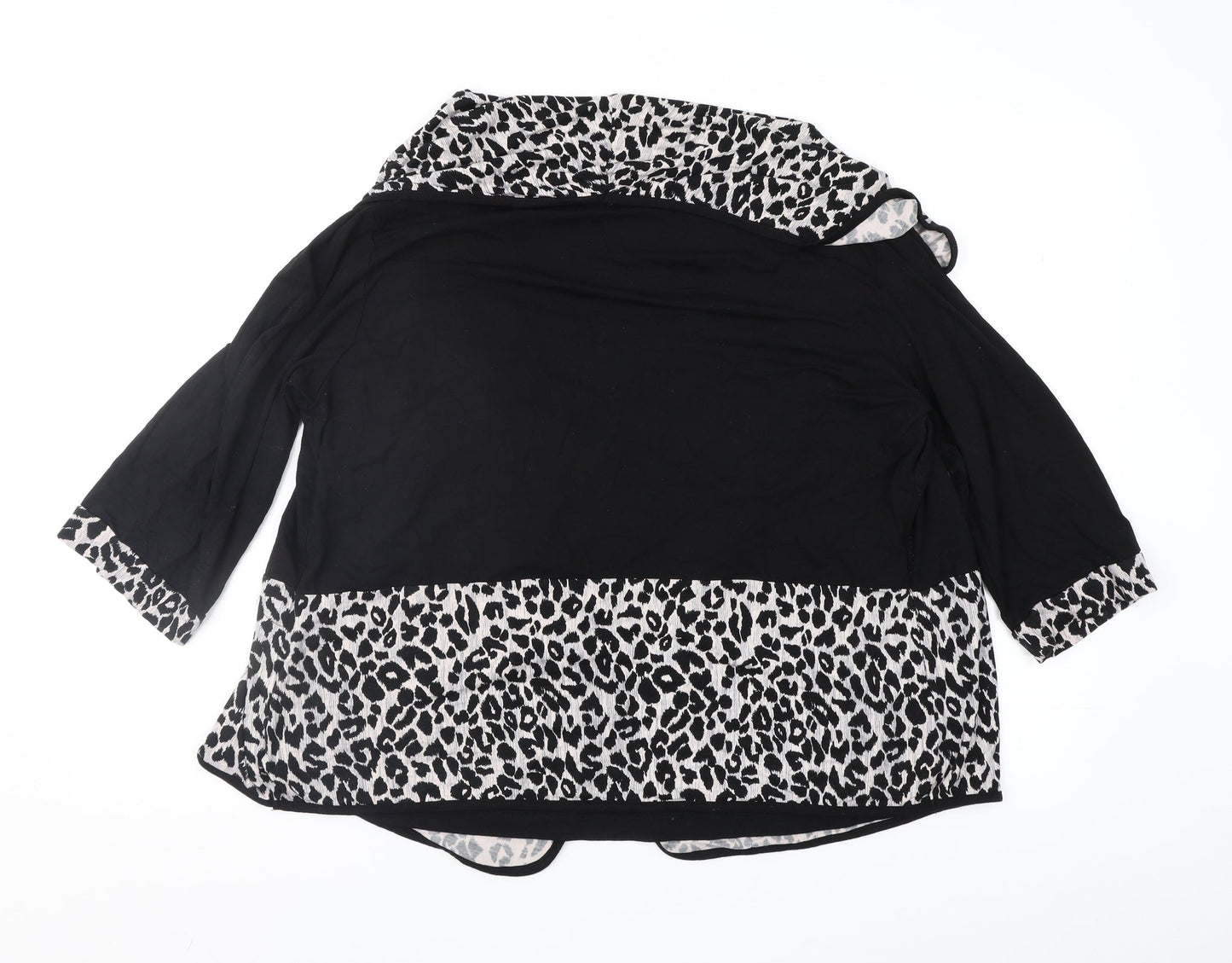 Ecaline Womens Black Animal Print  Basic Blouse Size M