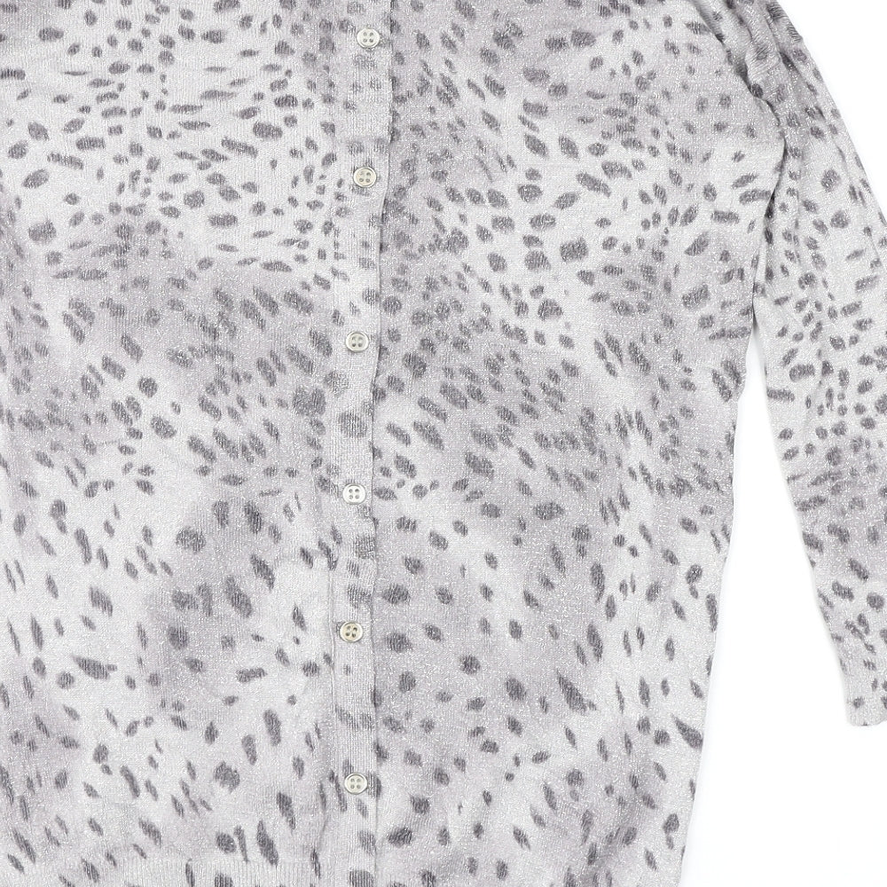 Oasis Womens Grey Animal Print  Pullover Jumper Size XS
