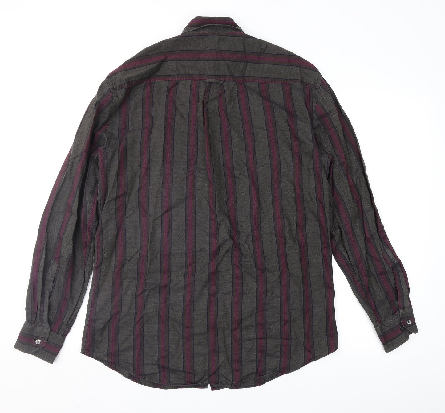 Preworn Mens Brown Striped   Button-Up Size M