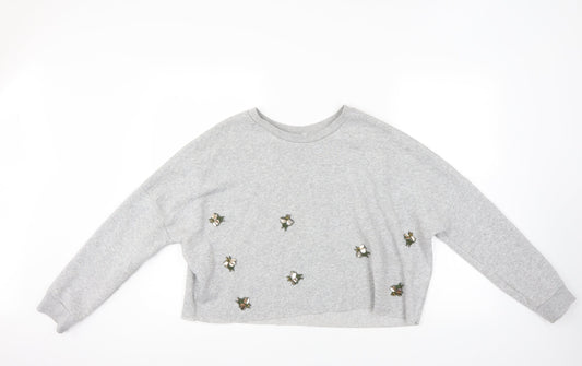 Primark Womens Grey  Jersey Pullover Sweatshirt Size 10