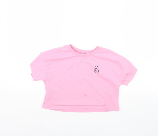 George Girls Pink   Cropped T-Shirt Size 7 Years