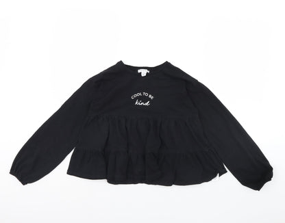 Additional front view of Primark girls’ black basic blouse, size 11-12, years