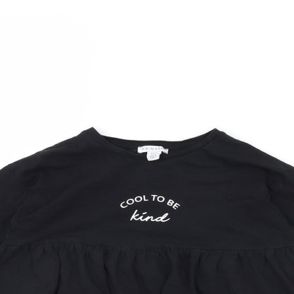 Close-up detail of Primark girls’ black basic blouse, size 11-12, years