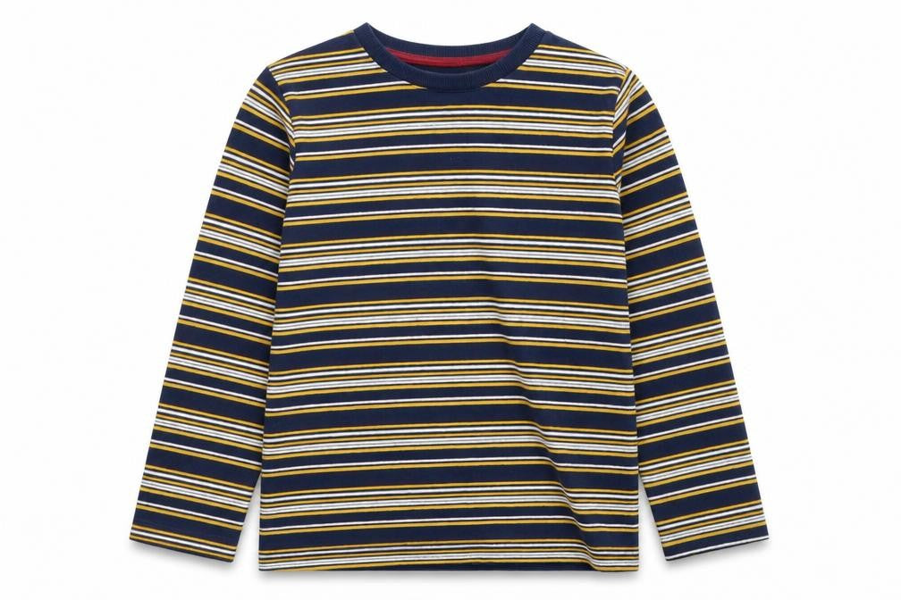 Preworn Girls Blue Striped  Basic T-Shirt Size 6 Years