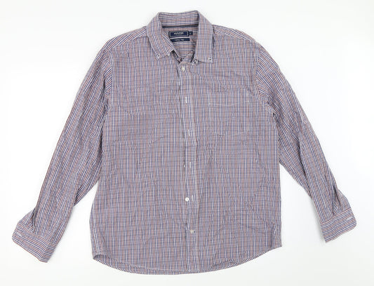 Maine New England Mens Blue Check   Button-Up Size M