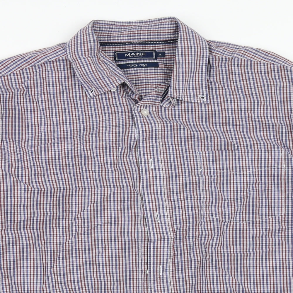Maine New England Mens Blue Check   Button-Up Size M