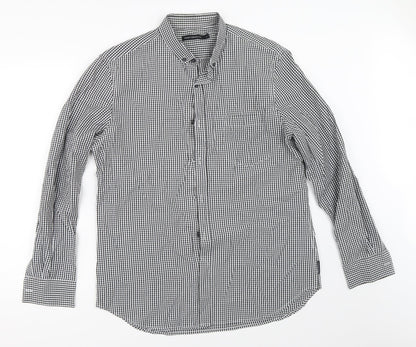 Additional front view of French Connection men’s black check button-up, size L
