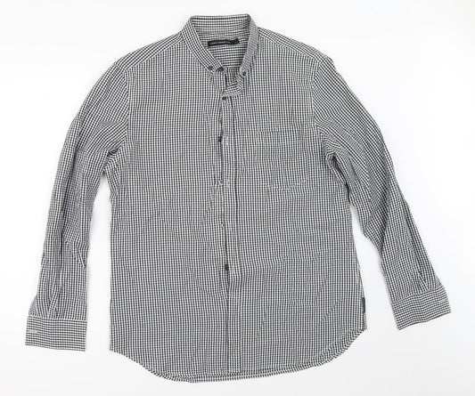 French Connection Mens Black Check   Button-Up Size L
