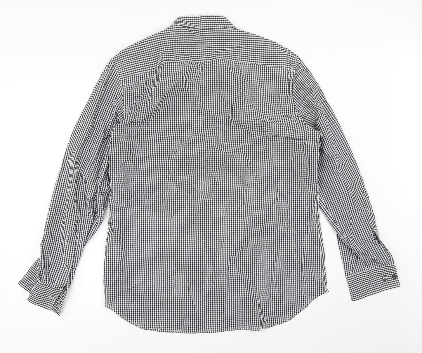 French Connection Mens Black Check   Button-Up Size L
