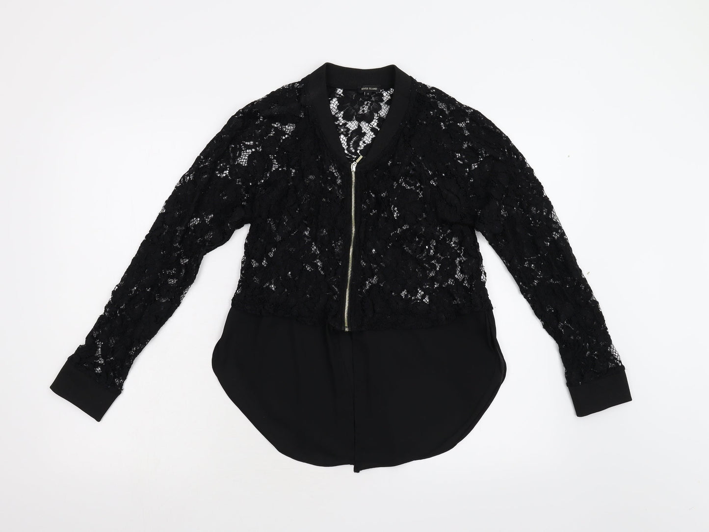 River Island Womens Black Floral Lace Basic Blouse Size 6