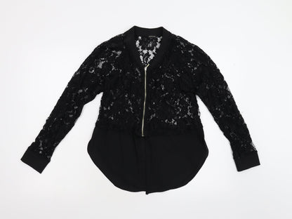 River Island Womens Black Floral Lace Basic Blouse Size 6